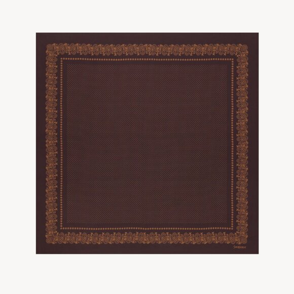 NWT SAINT LAURENT Paisley Silk Twill Square Scarf - Picture 1 of 5